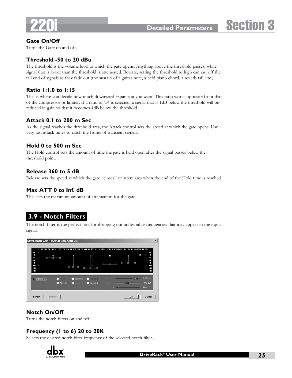 9 - notch filters, 220i | dbx DriveRack 220i User Manual | Page 29 / 57