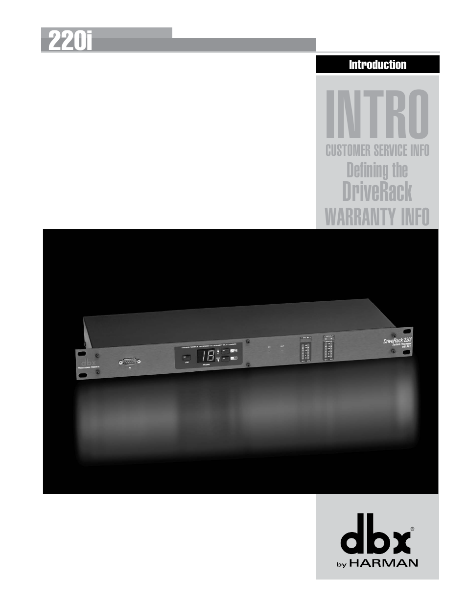 Introduction, Intro | dbx DriveRack 220i User Manual | Page 5 / 57