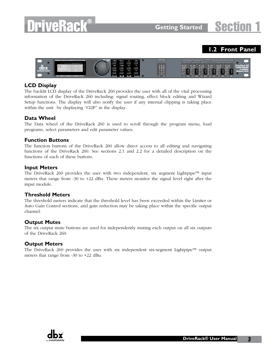 Driverack | dbx DriveRack 260 User Manual | Page 11 / 84