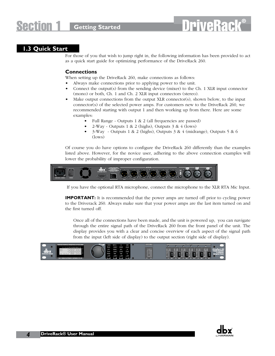 Driverack | dbx DriveRack 260 User Manual | Page 12 / 84