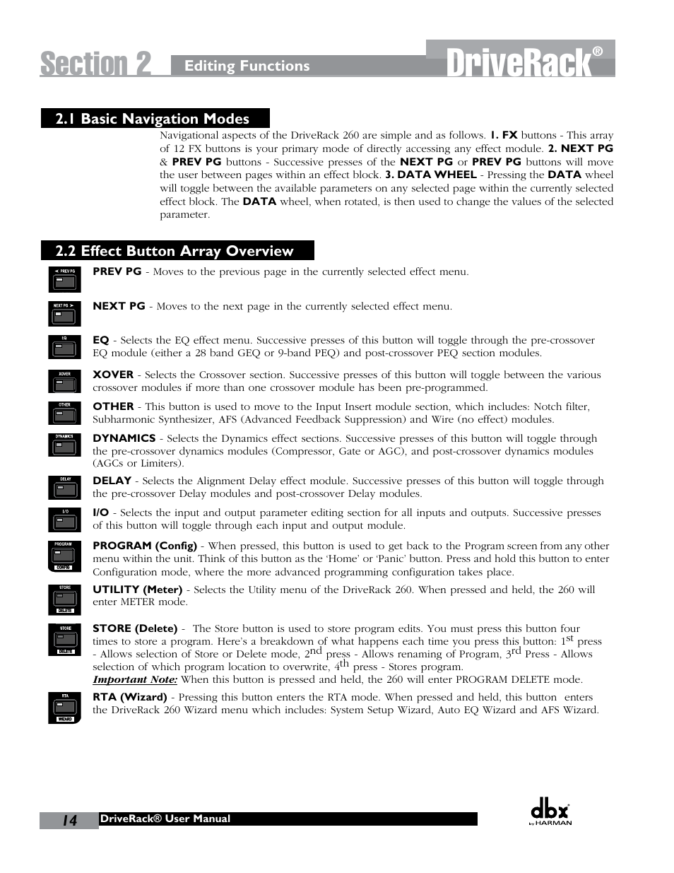 Driverack | dbx DriveRack 260 User Manual | Page 22 / 84