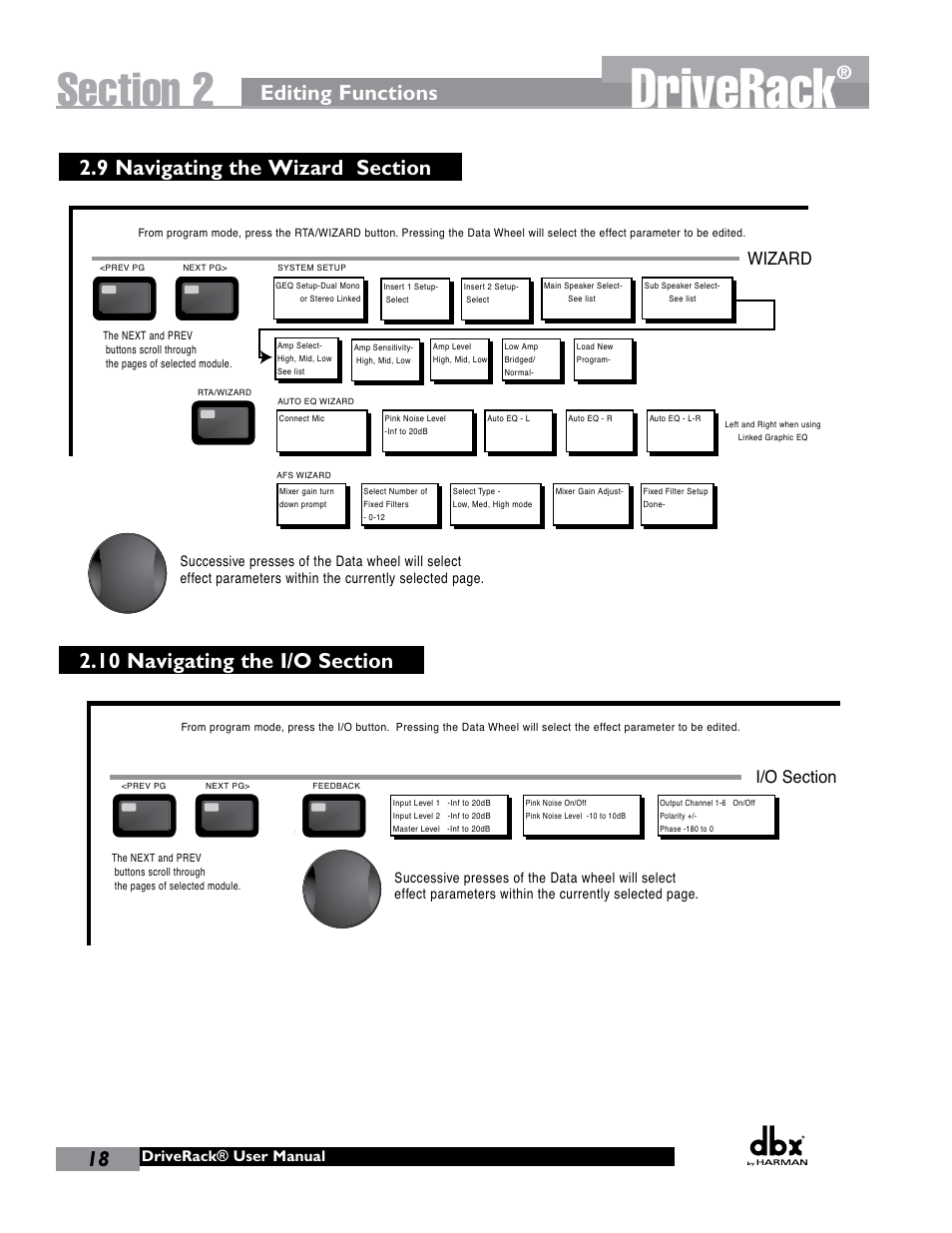 Driverack, Editing functions, Delay | Other, Wizard, Utility meters, Subharmonic, Driverack® user manual | dbx DriveRack 260 User Manual | Page 26 / 84