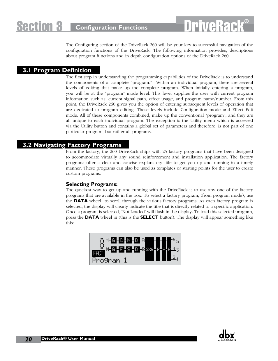 Driverack, Program 1, Name: r ock venue | Insert, Store: program 1, Store: rock venue, Replacing: u 1 program 1 | dbx DriveRack 260 User Manual | Page 28 / 84