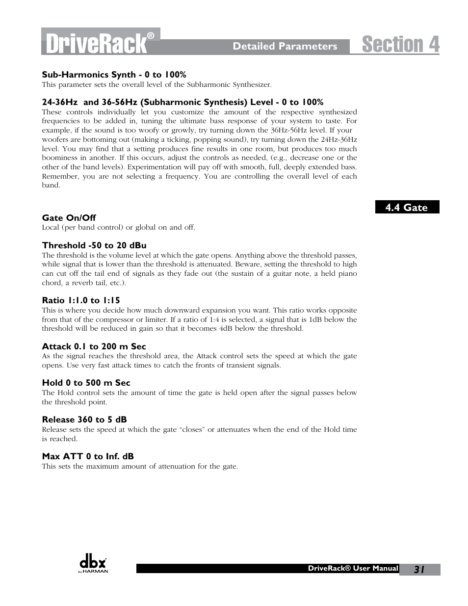 Driverack | dbx DriveRack 260 User Manual | Page 39 / 84