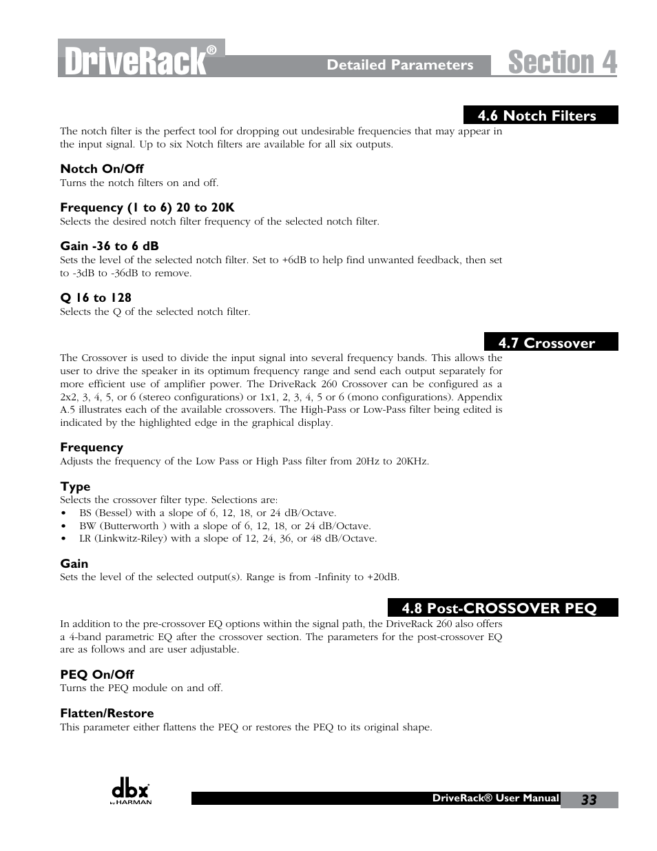 Driverack | dbx DriveRack 260 User Manual | Page 41 / 84