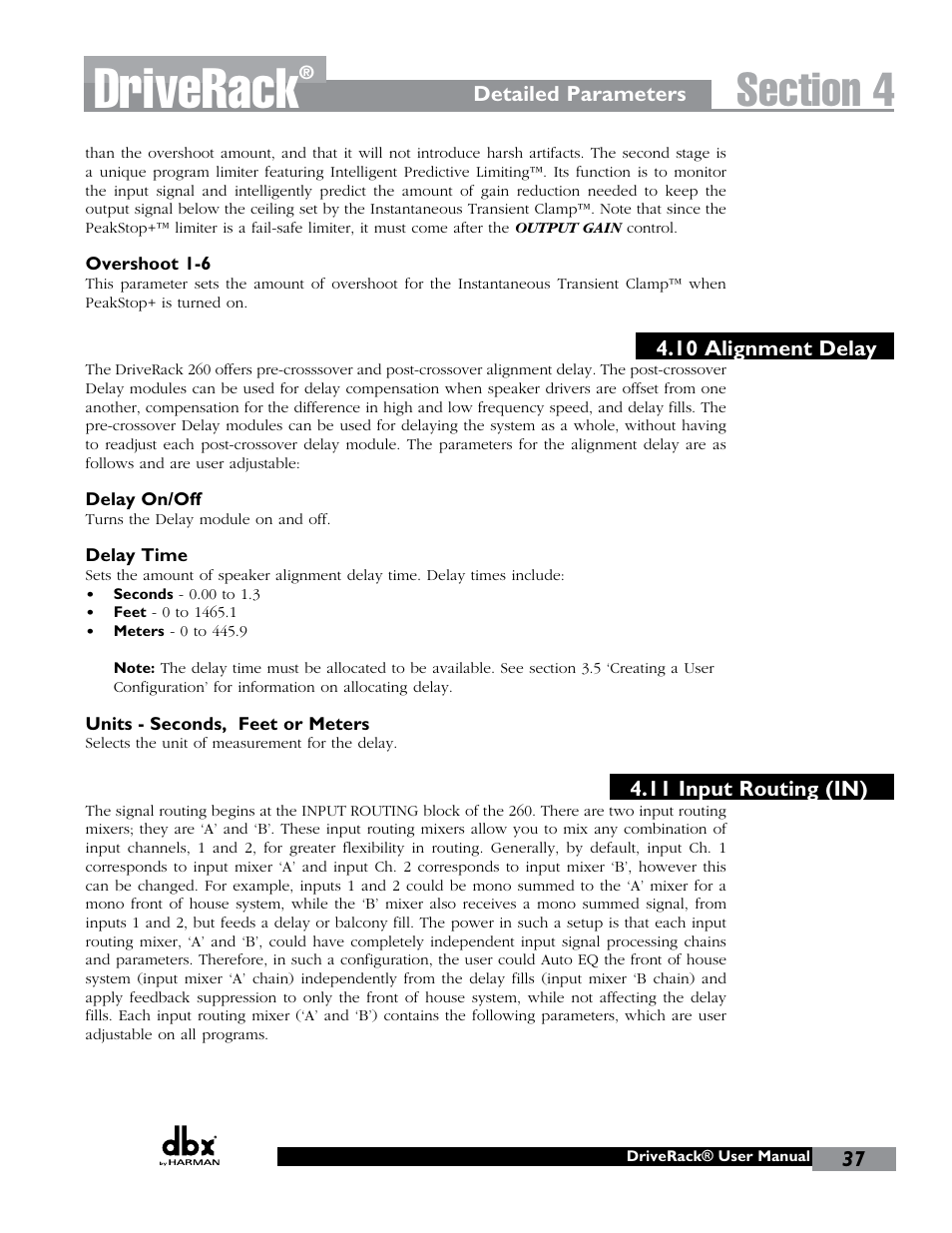 Driverack | dbx DriveRack 260 User Manual | Page 45 / 84