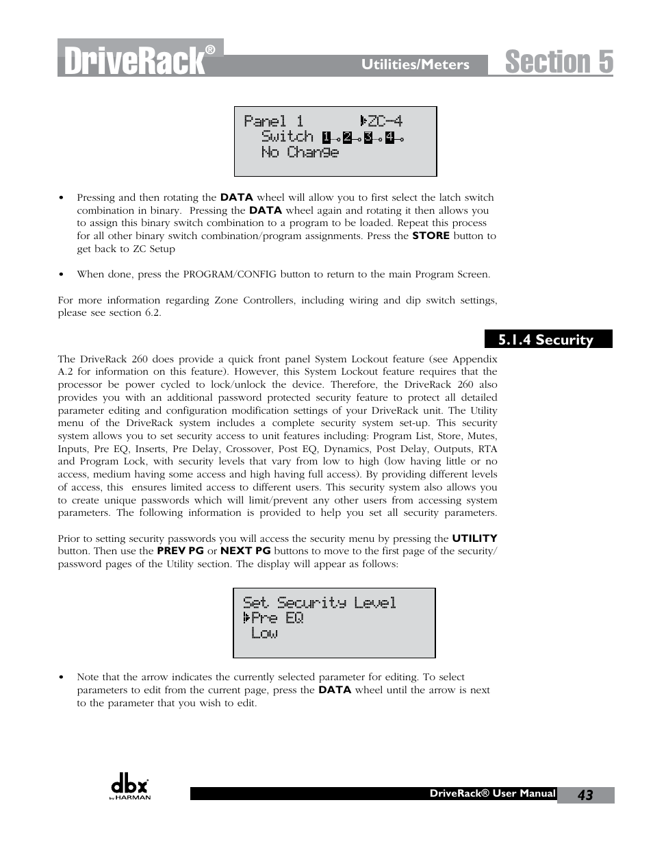 Driverack | dbx DriveRack 260 User Manual | Page 51 / 84