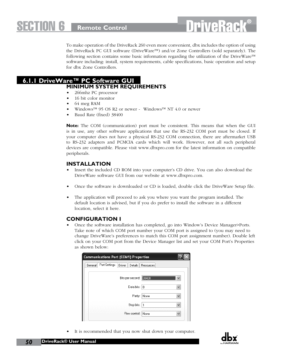 Driverack | dbx DriveRack 260 User Manual | Page 58 / 84
