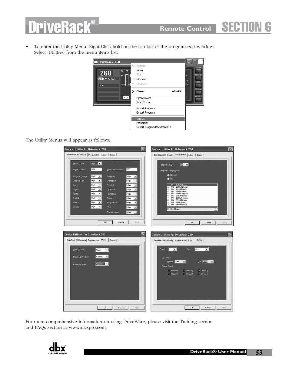 Driverack | dbx DriveRack 260 User Manual | Page 61 / 84