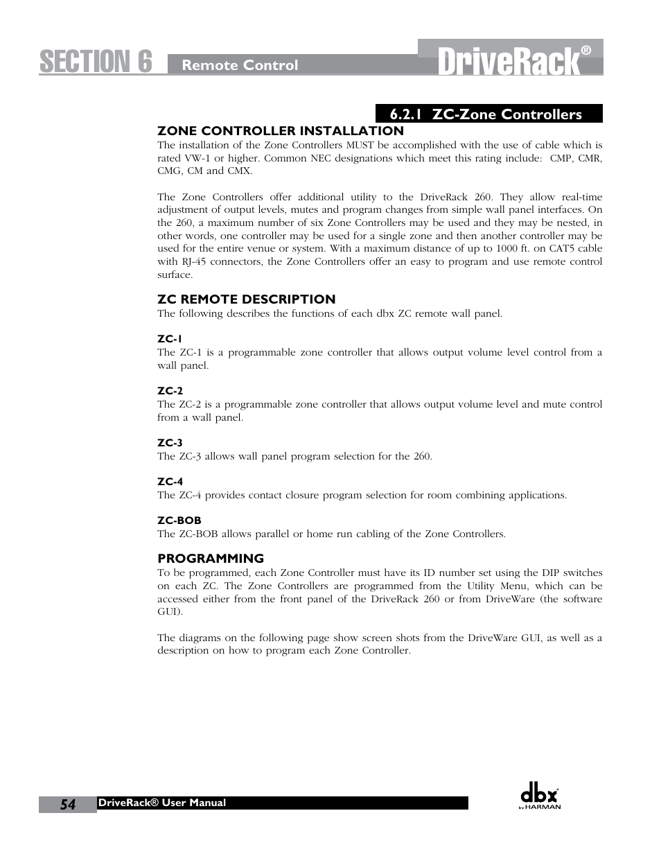 Driverack | dbx DriveRack 260 User Manual | Page 62 / 84