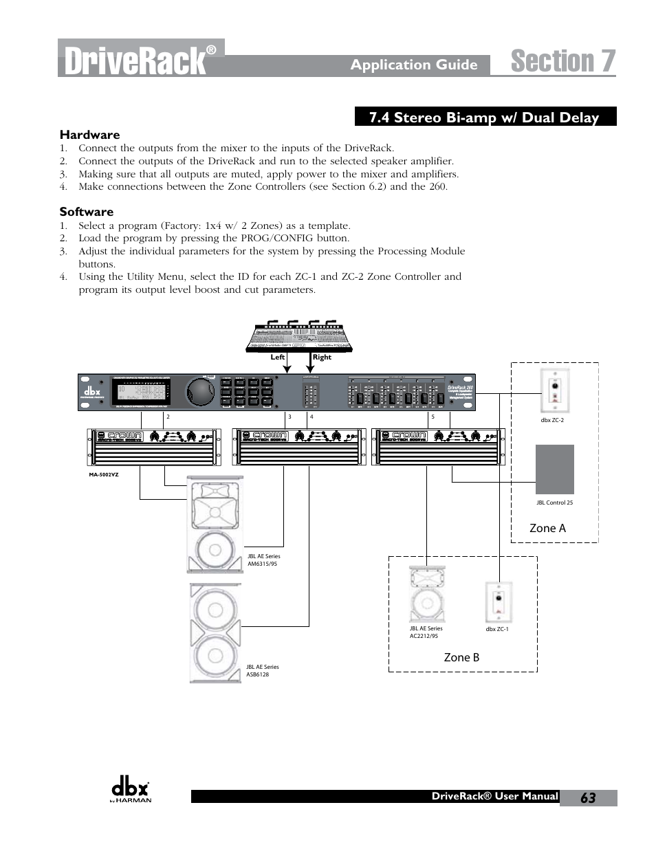 Driverack, 4 stereo bi-amp w/ dual delay, Application guide | dbx DriveRack 260 User Manual | Page 71 / 84