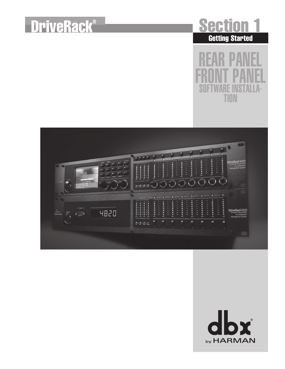 Rear panel front panel, Driverack | dbx DriveRack 4820 User Manual | Page 11 / 96