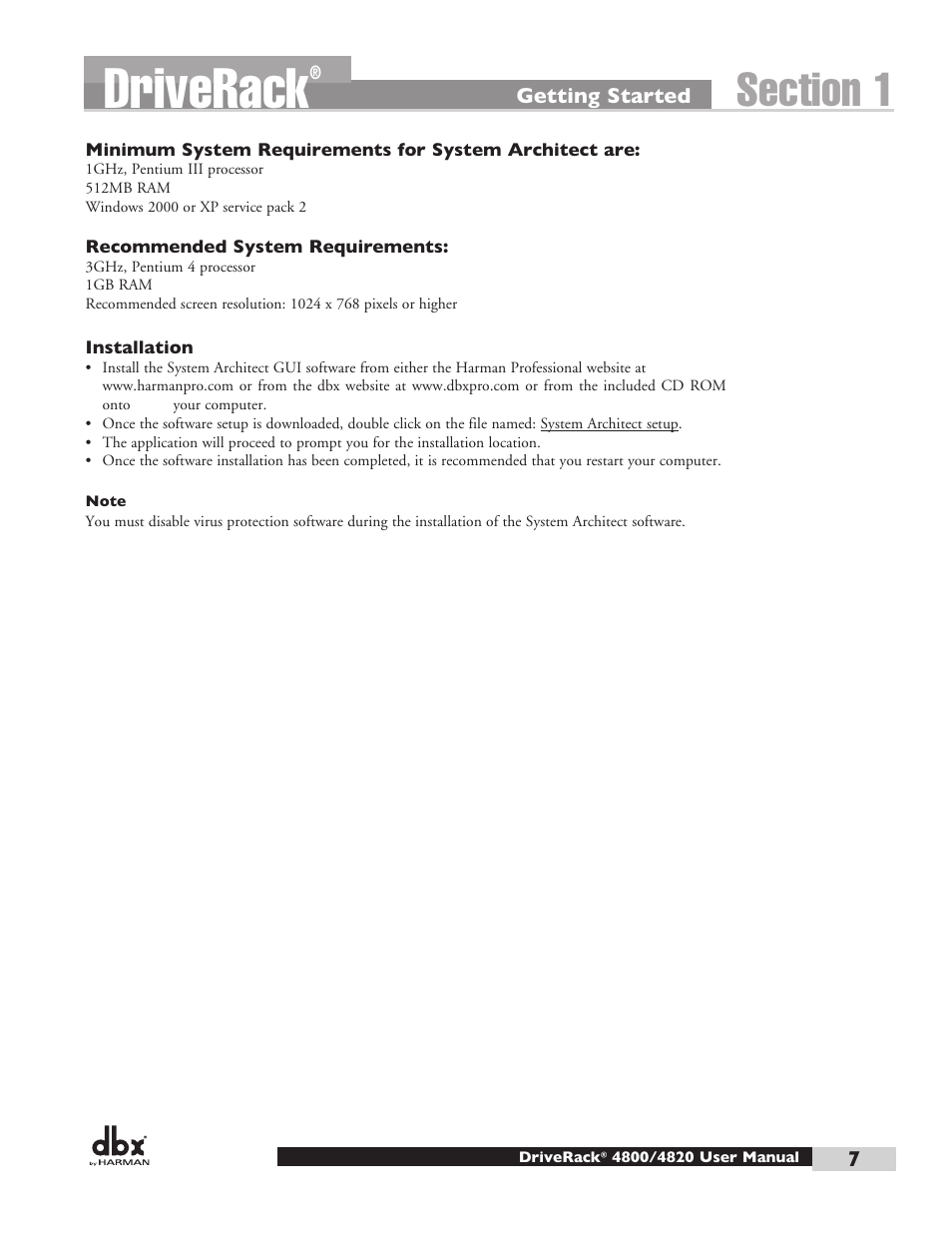 Driverack | dbx DriveRack 4820 User Manual | Page 17 / 96