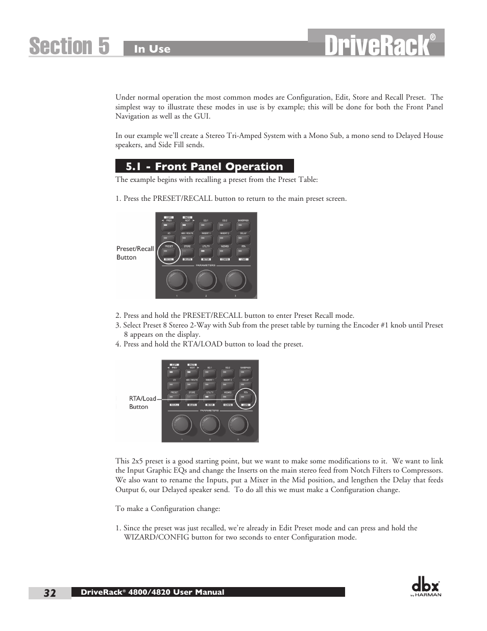 Driverack | dbx DriveRack 4820 User Manual | Page 42 / 96