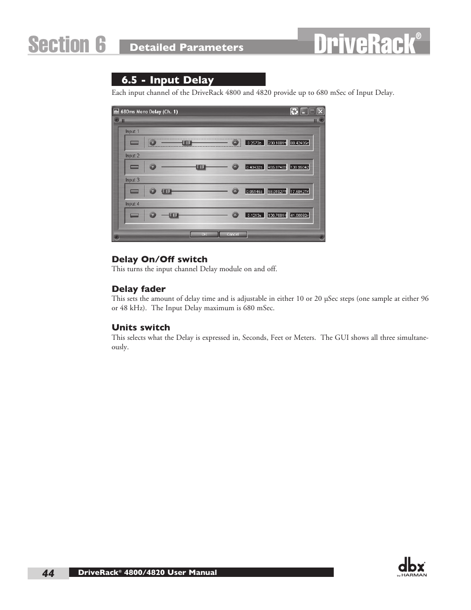 Driverack | dbx DriveRack 4820 User Manual | Page 54 / 96