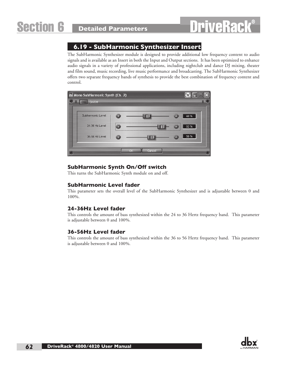 Driverack | dbx DriveRack 4820 User Manual | Page 72 / 96