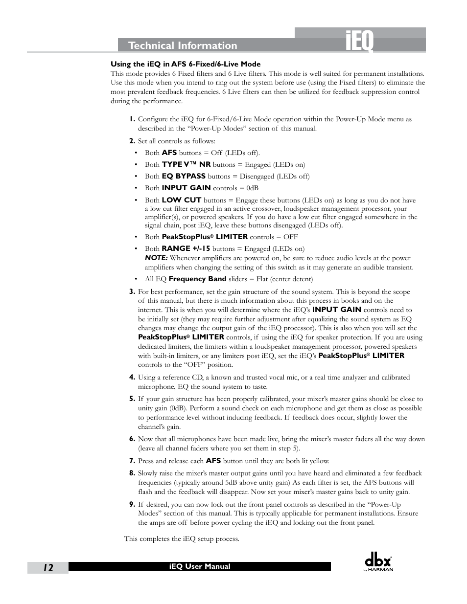 Technical information | dbx iEQ15 User Manual | Page 16 / 20