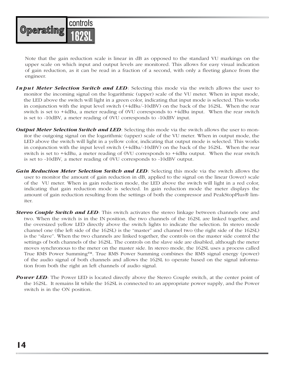 dbx 162SL User Manual | Page 16 / 31