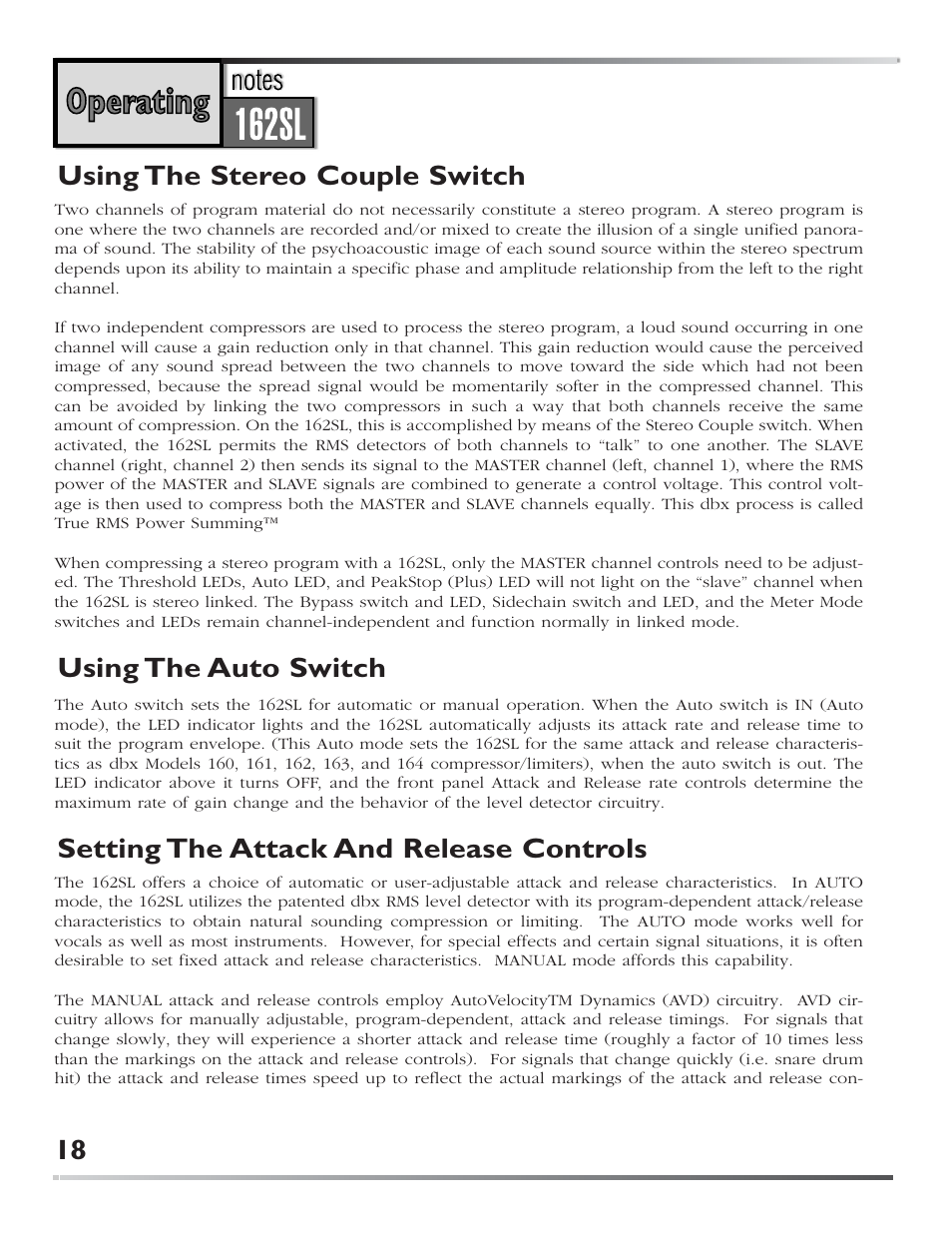 dbx 162SL User Manual | Page 20 / 31