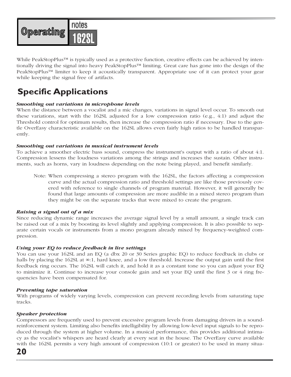 Specific applications 20 | dbx 162SL User Manual | Page 22 / 31