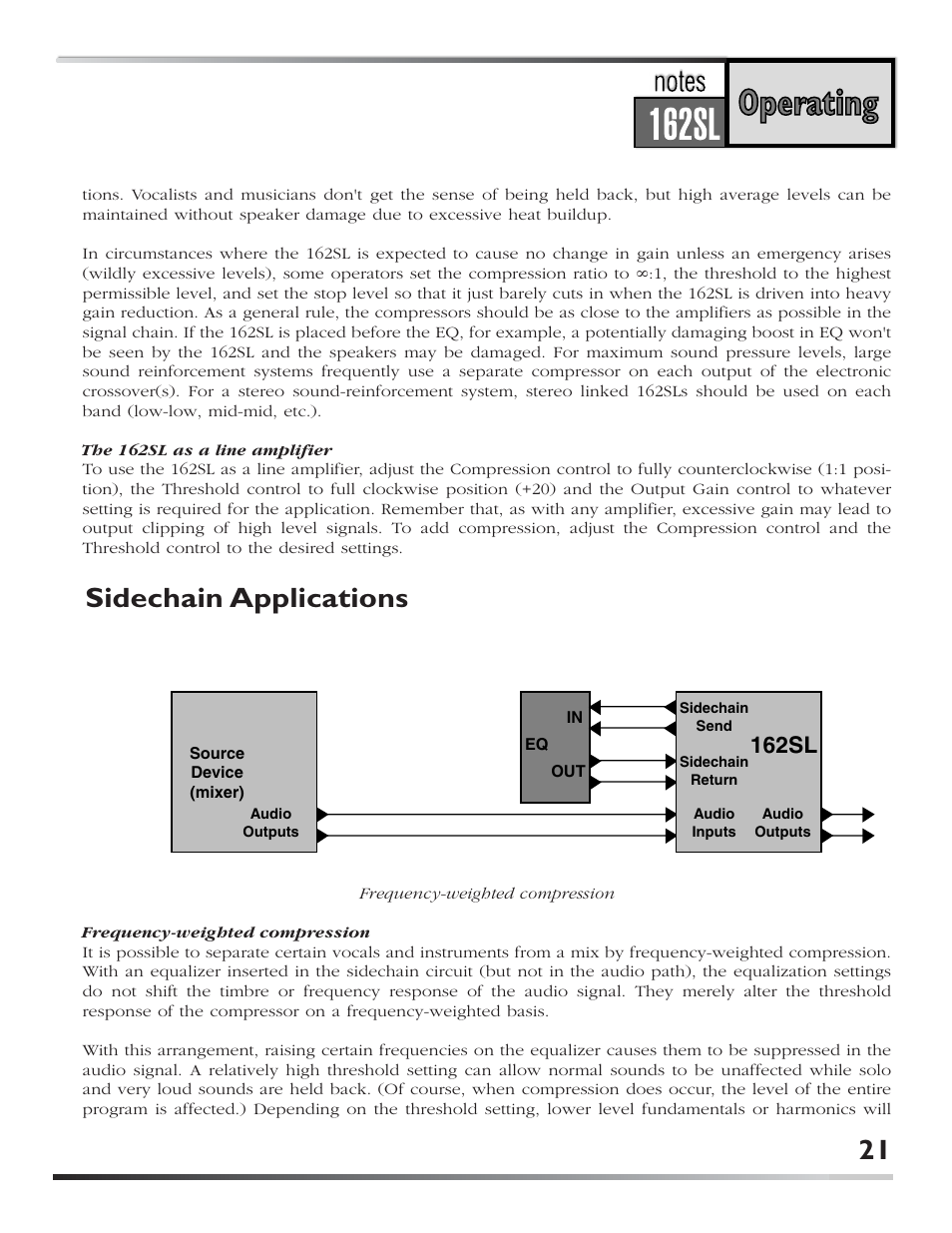 Sidechain applications 21, 162sl | dbx 162SL User Manual | Page 23 / 31