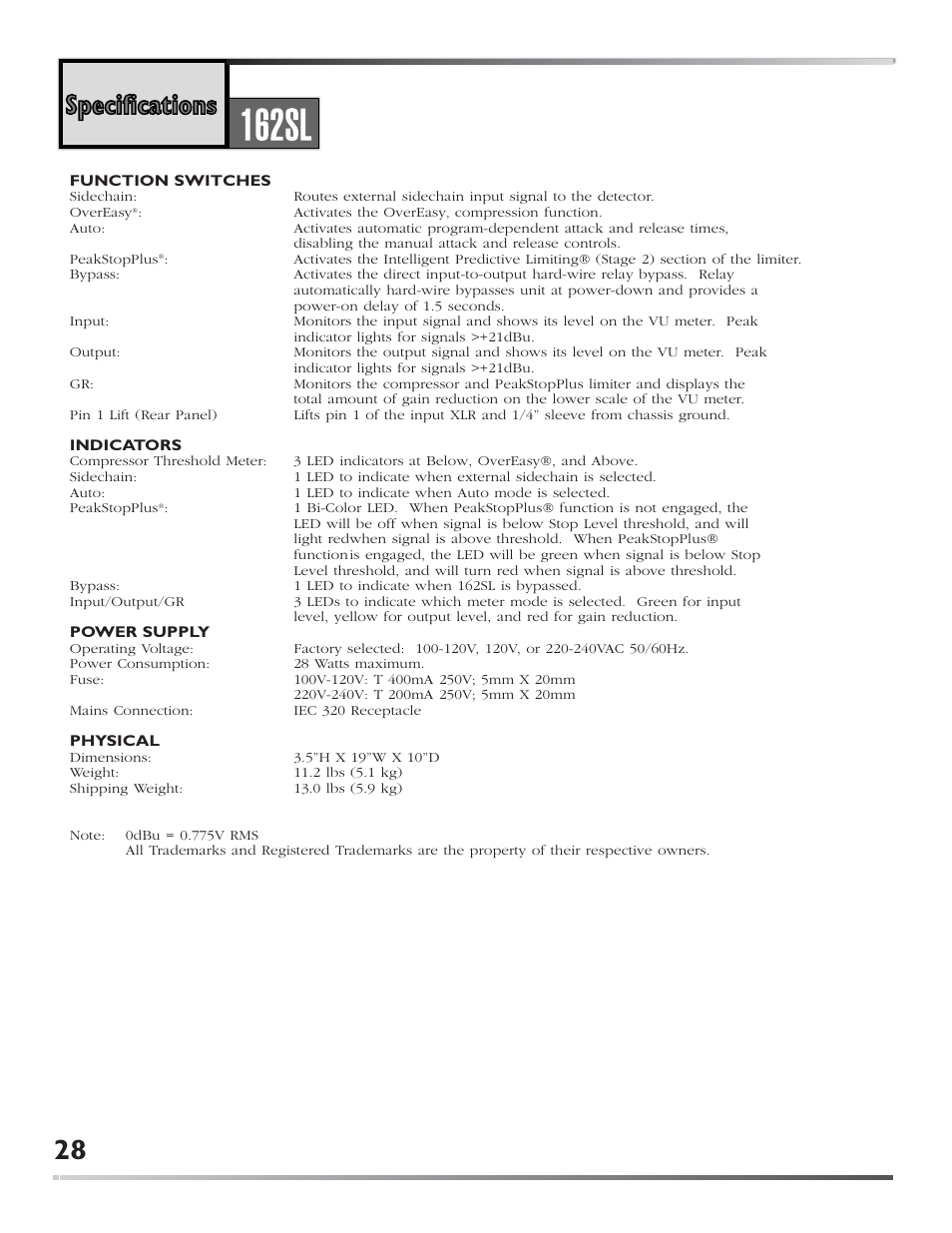 dbx 162SL User Manual | Page 30 / 31