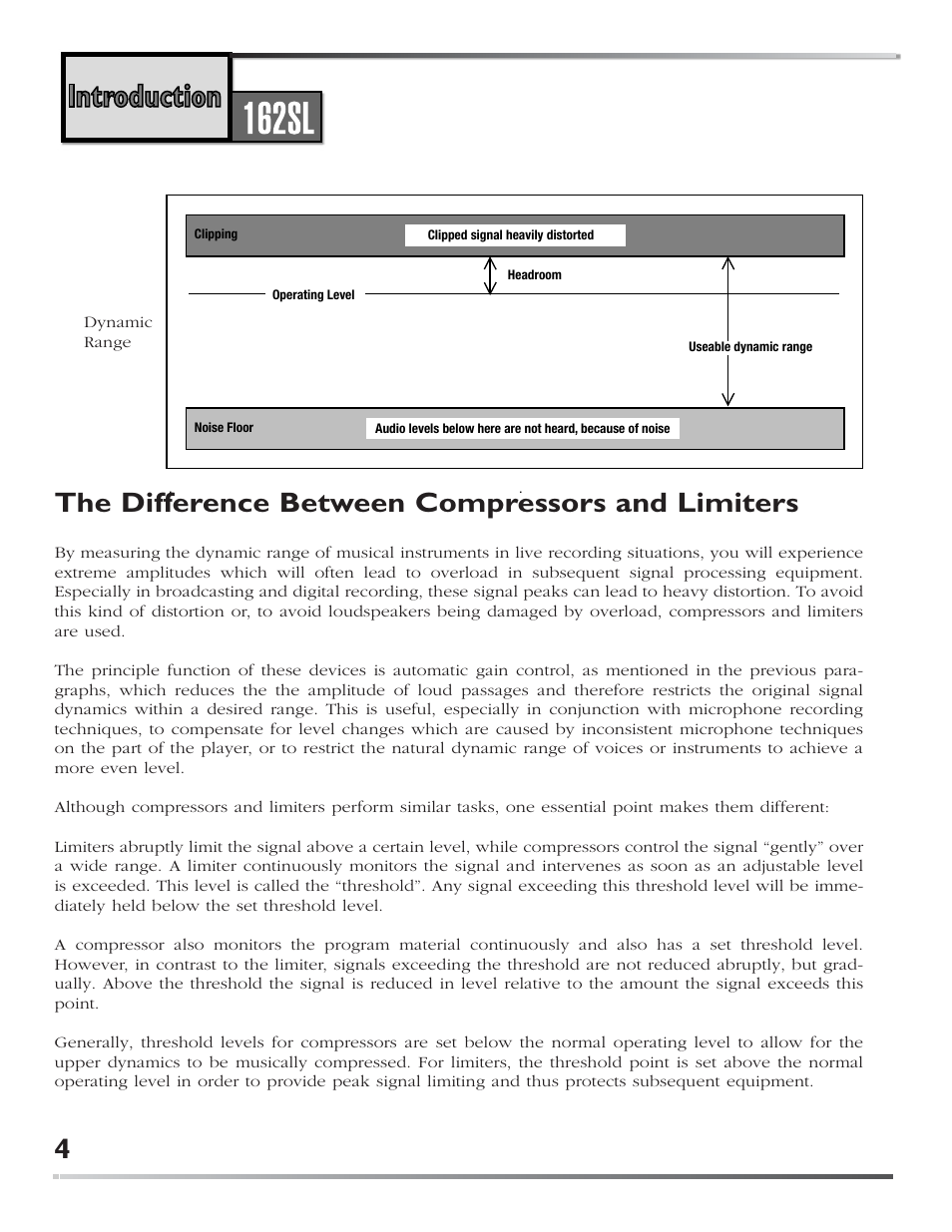 The difference between compressors and limiters | dbx 162SL User Manual | Page 6 / 31