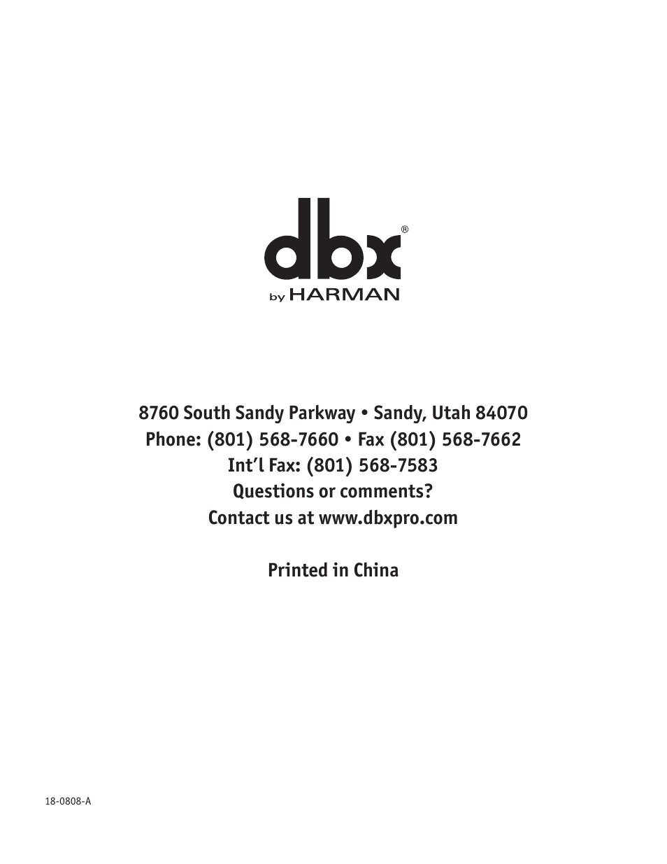 dbx 234s Crossover User Manual | Page 20 / 20