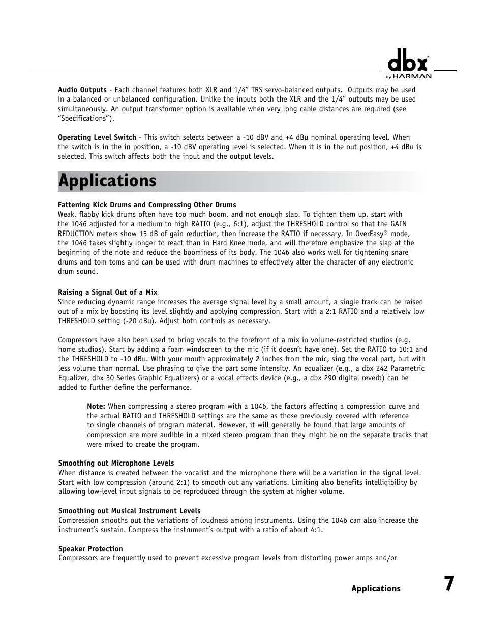 Applications | dbx 1046 User Manual | Page 11 / 16