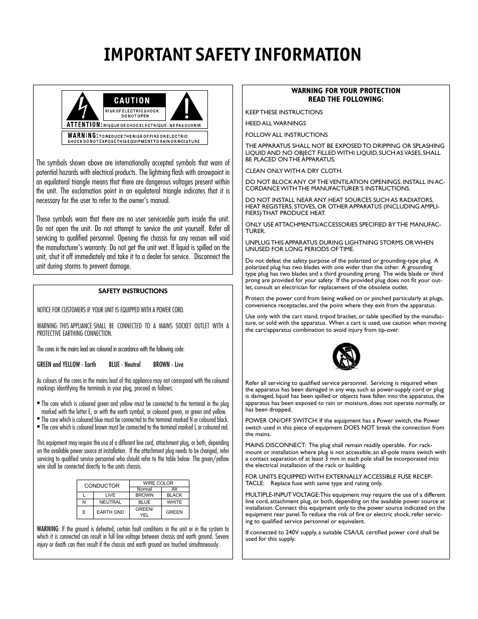 Important safety information | dbx 1046 User Manual | Page 2 / 16