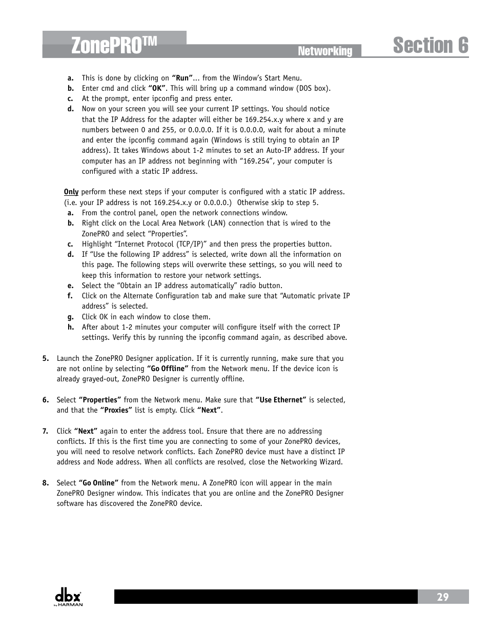 Zonepro, Networking | dbx ZonePRO InstallGuide User Manual | Page 35 / 60