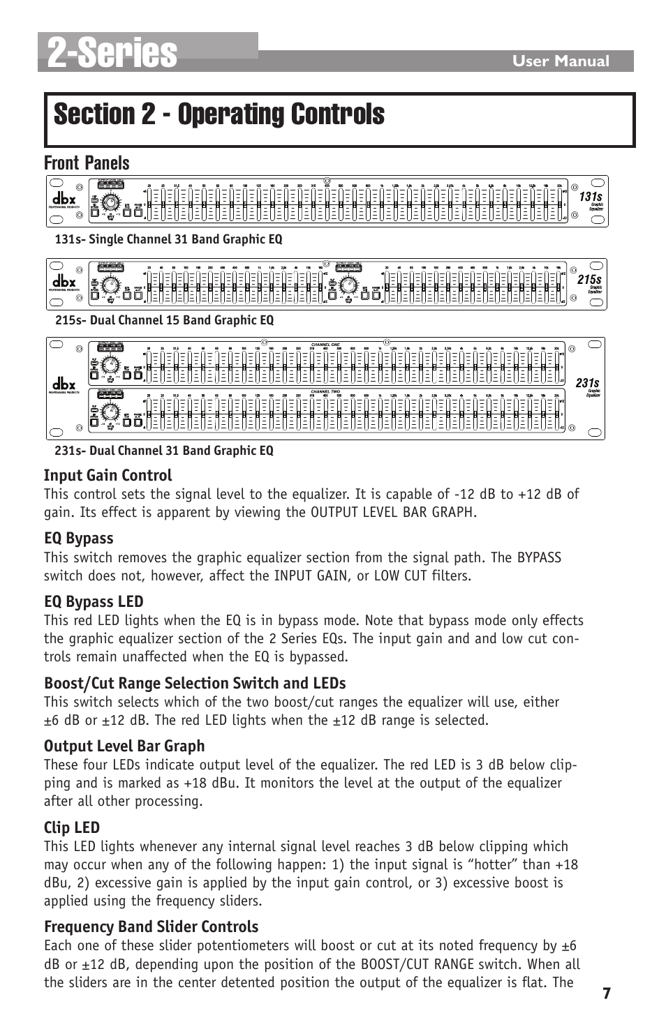Series | dbx 231s Equalizer User Manual | Page 7 / 12