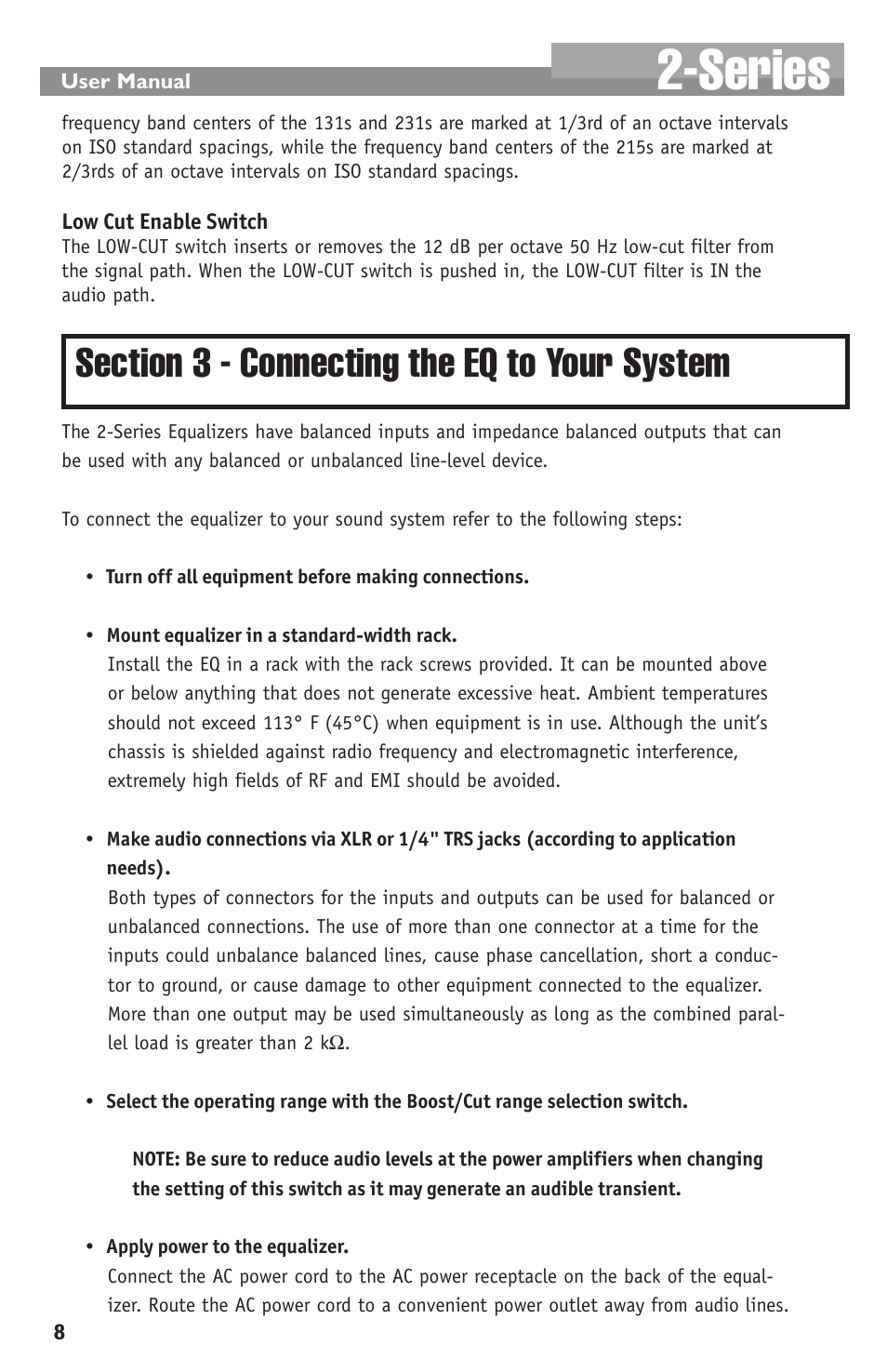 Series | dbx 231s Equalizer User Manual | Page 8 / 12