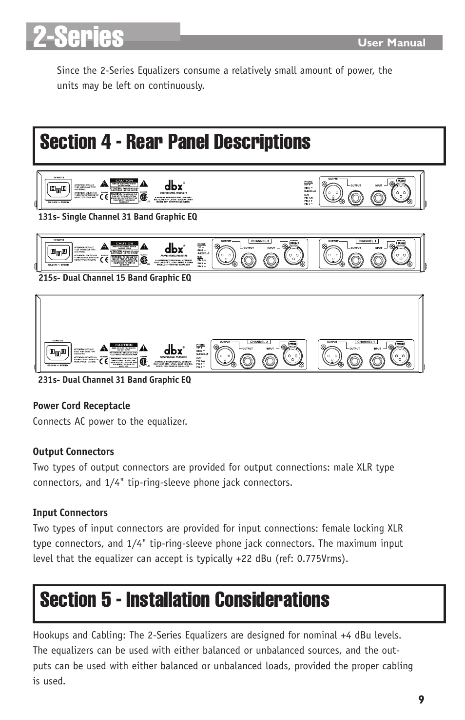 Series | dbx 231s Equalizer User Manual | Page 9 / 12