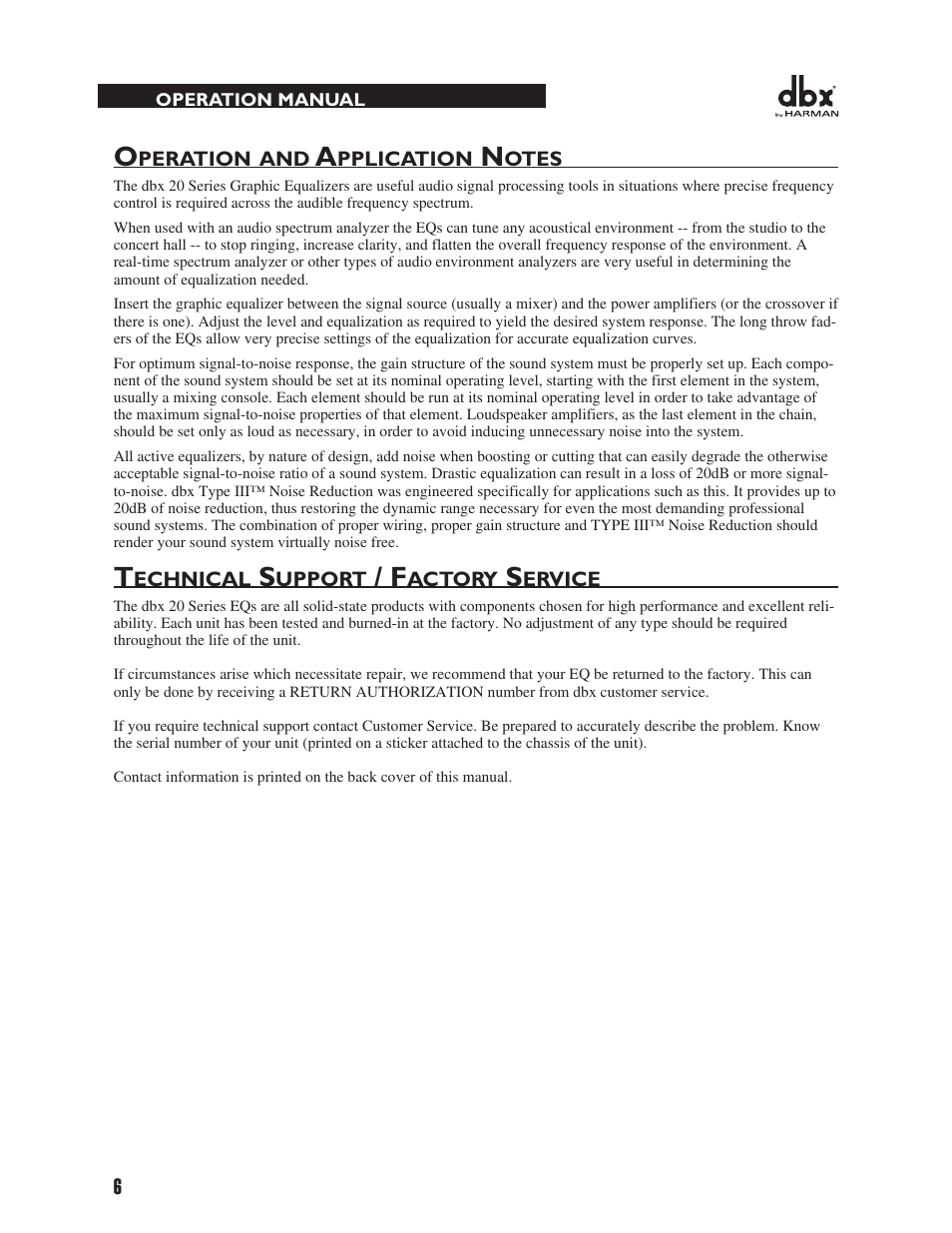 dbx 2031 Equalizer User Manual | Page 10 / 40