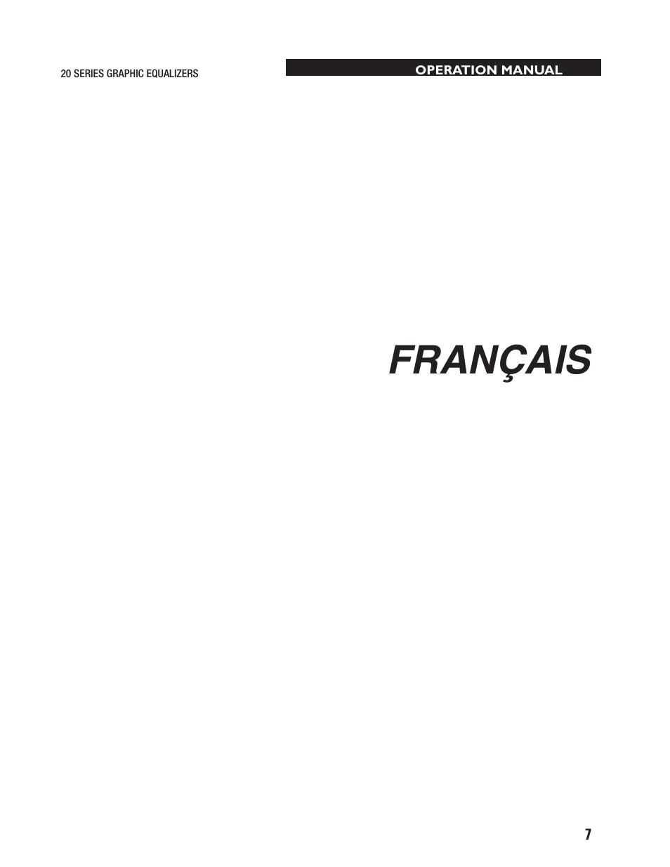 Français | dbx 2031 Equalizer User Manual | Page 11 / 40