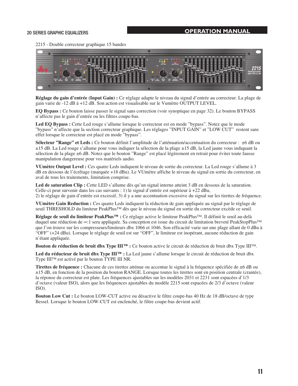 Operation manual | dbx 2031 Equalizer User Manual | Page 15 / 40