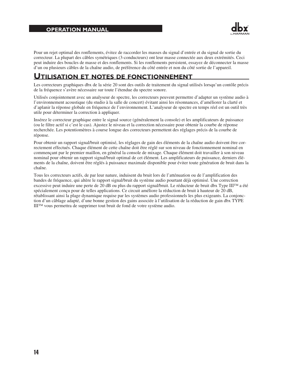 dbx 2031 Equalizer User Manual | Page 18 / 40