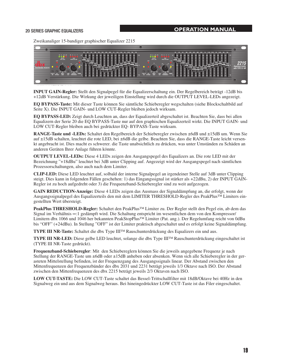 Operation manual | dbx 2031 Equalizer User Manual | Page 23 / 40