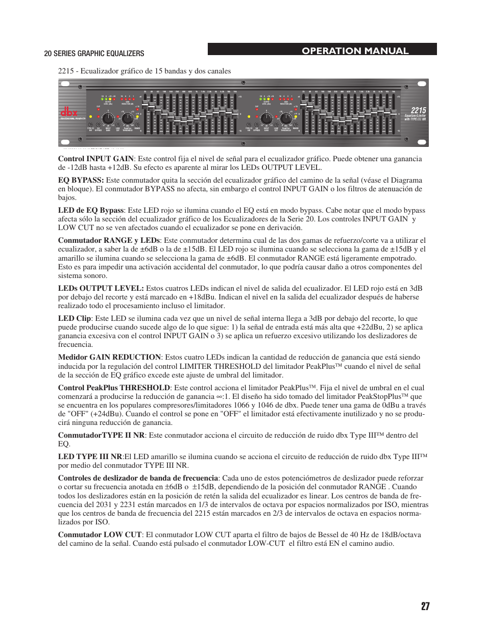 Operation manual | dbx 2031 Equalizer User Manual | Page 31 / 40