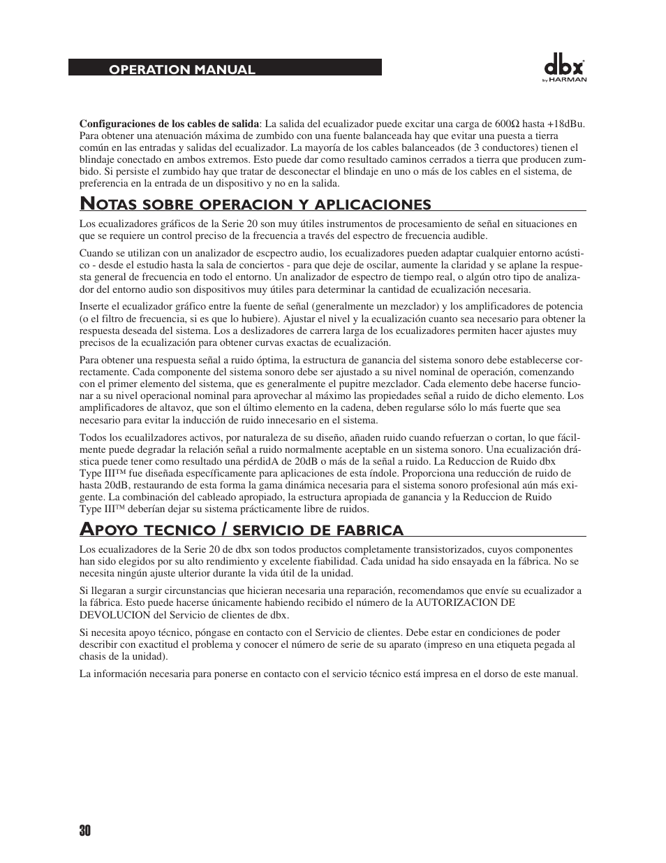 dbx 2031 Equalizer User Manual | Page 34 / 40