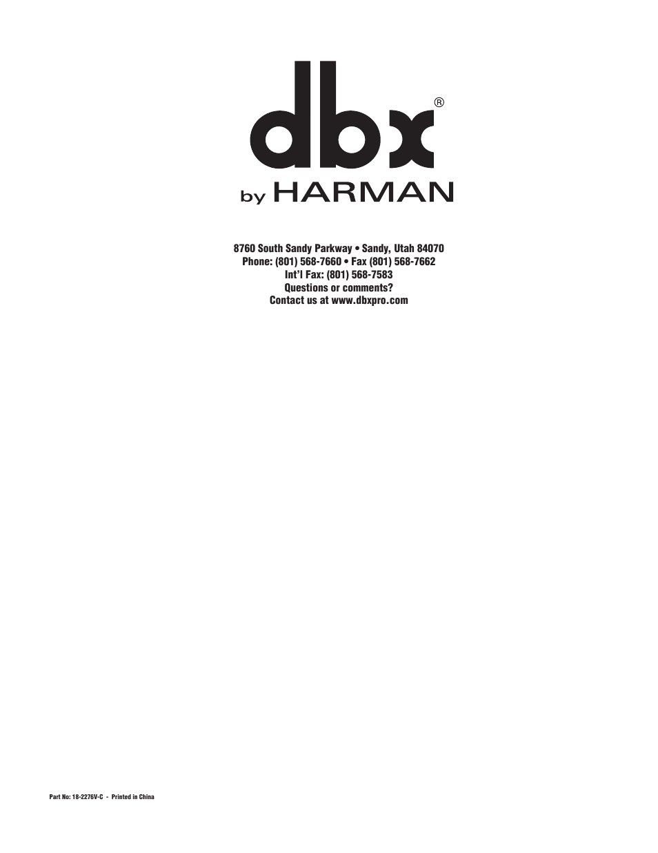 dbx 2031 Equalizer User Manual | Page 40 / 40