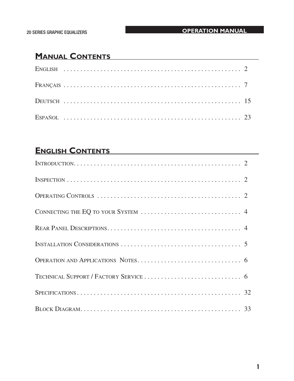 dbx 2031 Equalizer User Manual | Page 5 / 40