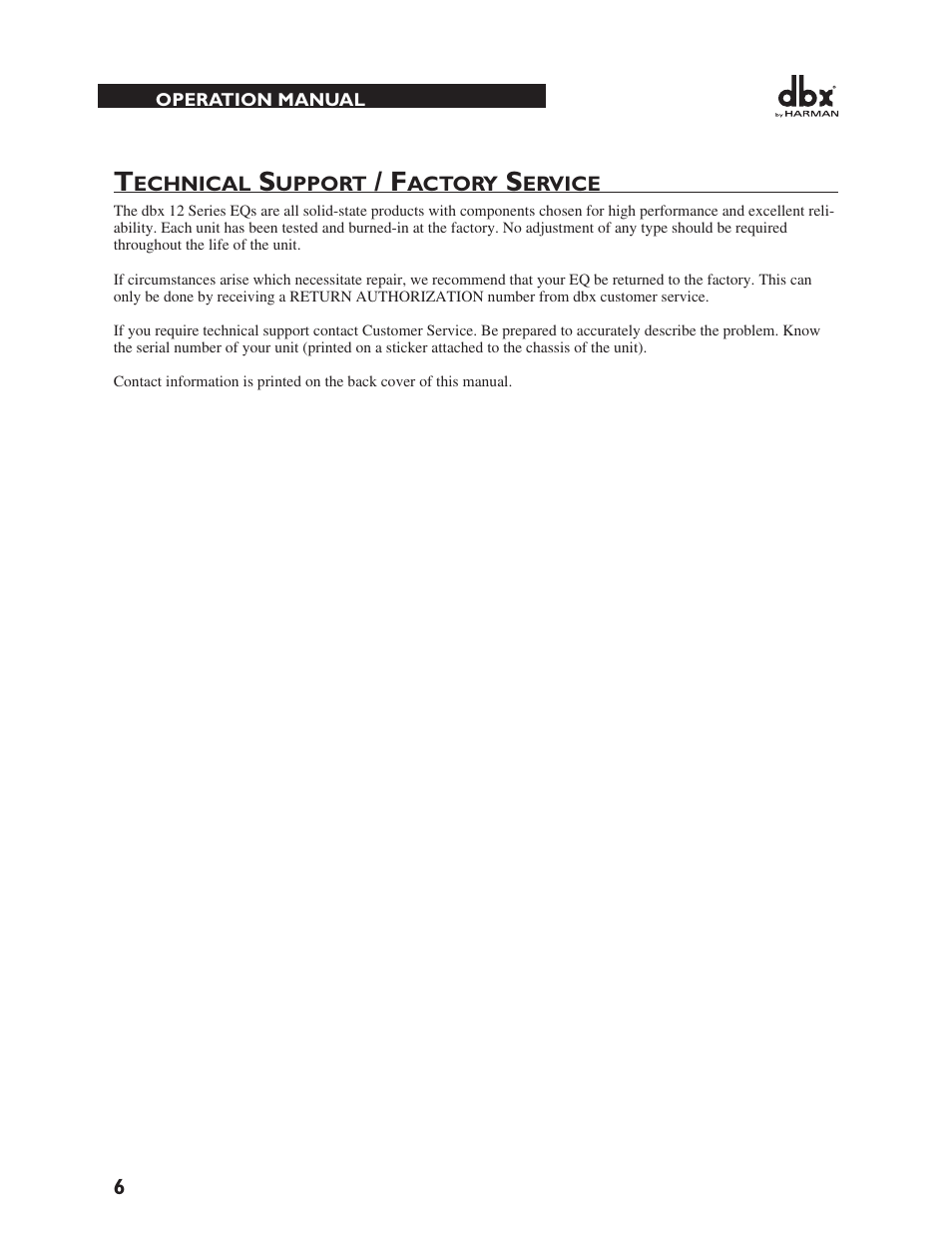 dbx 1231 Equalizer User Manual | Page 10 / 44