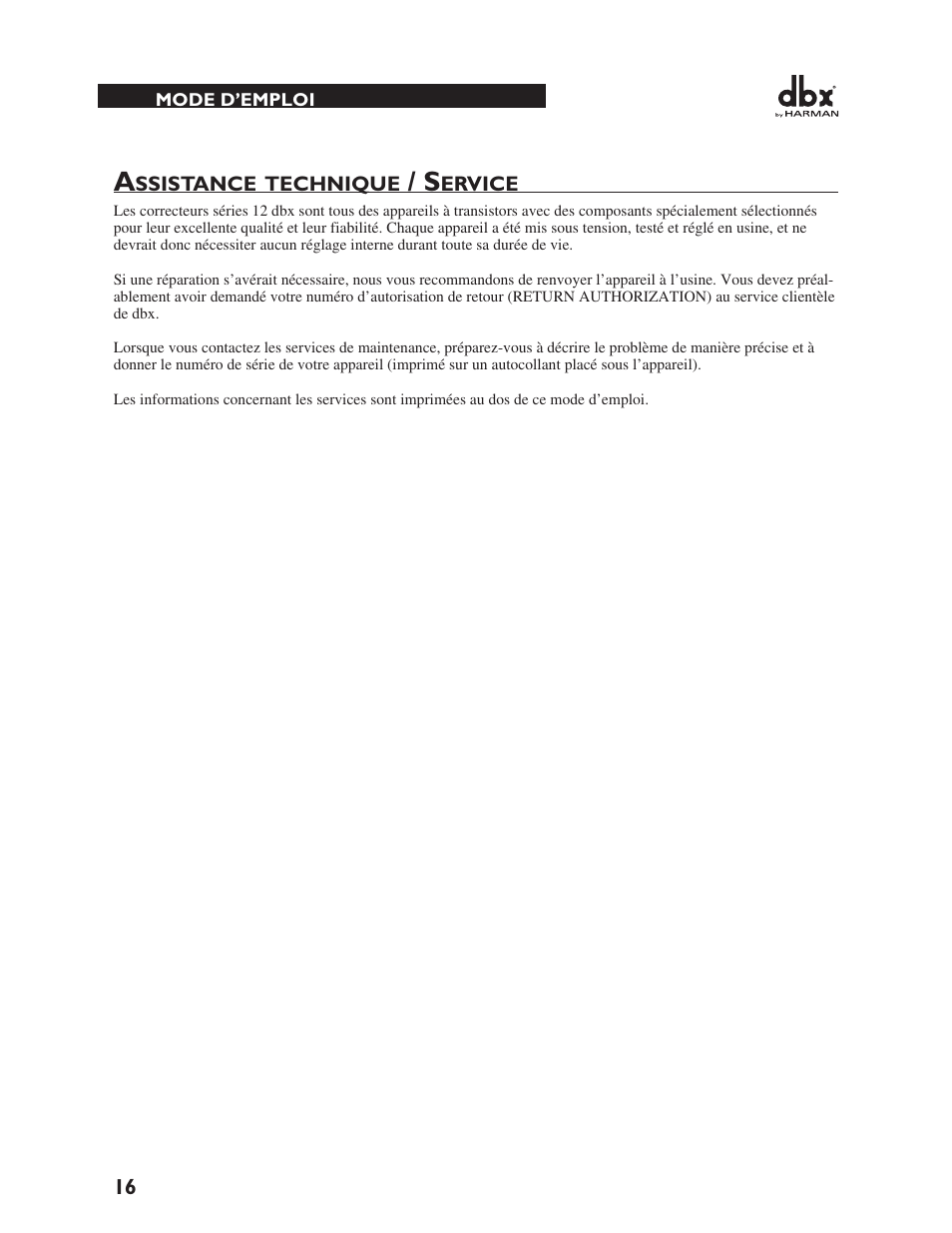 dbx 1231 Equalizer User Manual | Page 20 / 44