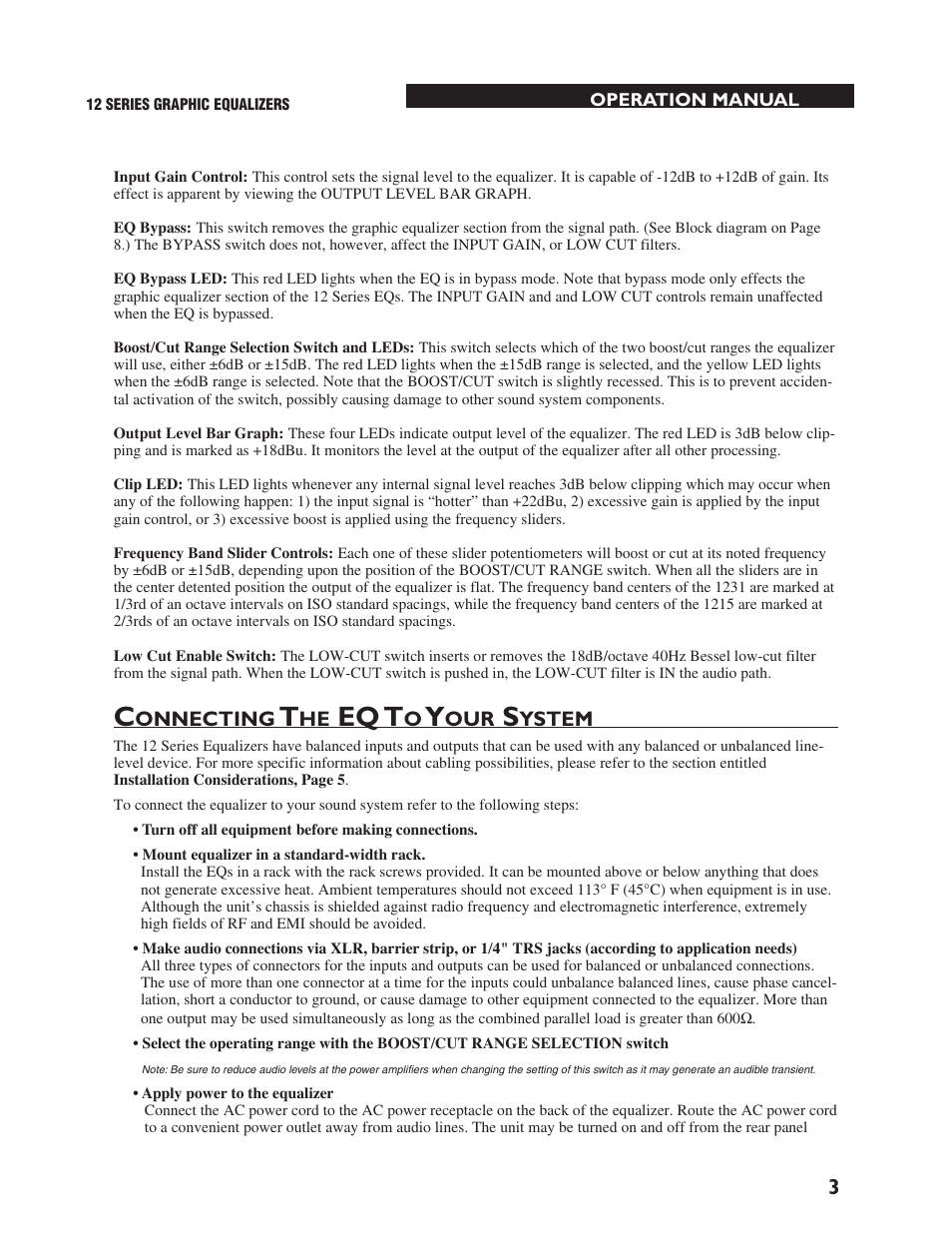 Eq t, Onnecting, Ystem | dbx 1231 Equalizer User Manual | Page 7 / 44