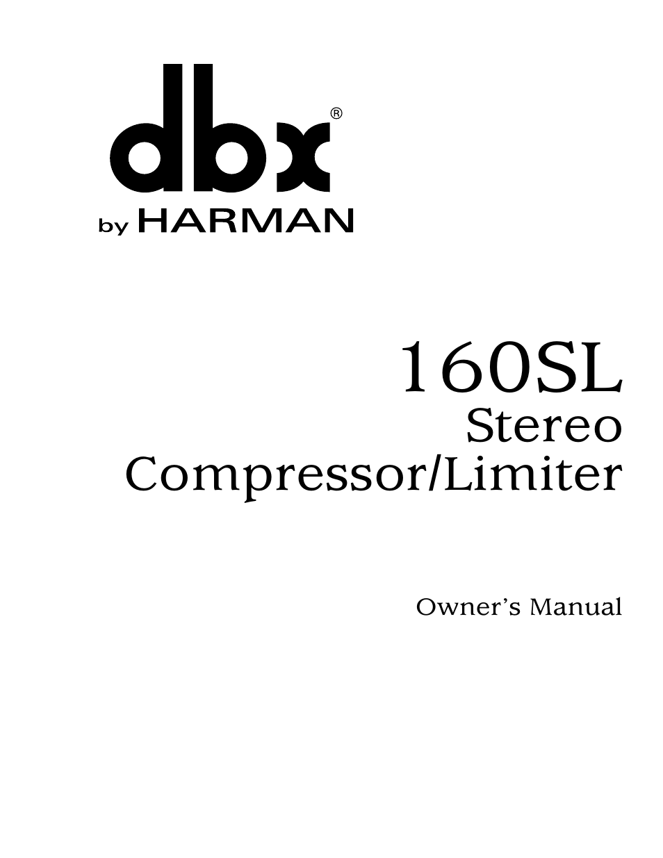 dbx 160SL User Manual | 32 pages