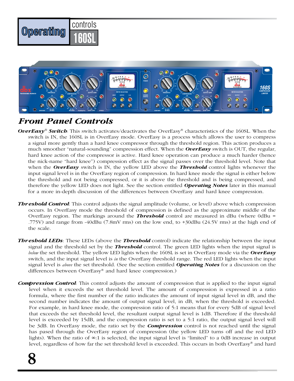 Series, 160s, 160sl | Operations, Technical, Manual, Connection, Connection installation installation, Introduction, Controls | dbx 160SL User Manual | Page 12 / 32
