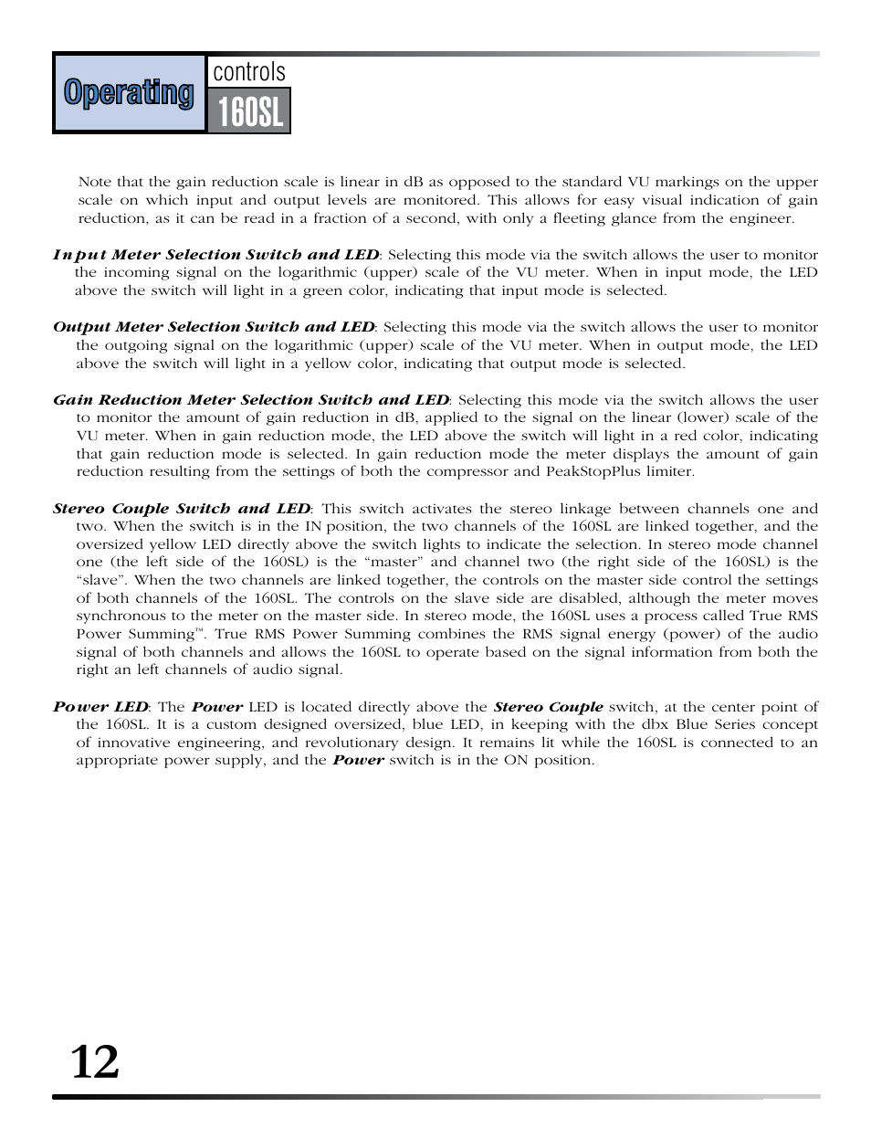 Series, 160s, 160sl | dbx 160SL User Manual | Page 16 / 32
