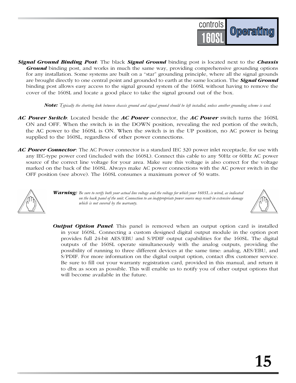Series, 160s, 160sl | dbx 160SL User Manual | Page 19 / 32